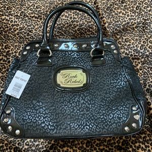 Rock Rebel black leopard print handbag